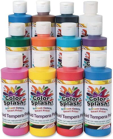 S&S Worldwide Color Splash! Liquid Tempera Bulk Paint, Set of 12 in 11 Bright Colors, 16-oz Easy-Pour Squeeze Bottles, For Arts & Crafts, School, Classroom, Poster Paint, For Kids & Adults, Non-Toxic. in Saudi Arabia