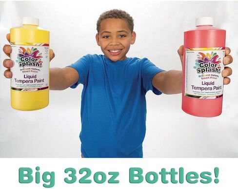 S&S Worldwide Color Splash! Liquid Tempera Bulk Paint, Set of 12 in 11 Bright Colors, 16-oz Easy-Pour Squeeze Bottles, For Arts & Crafts, School, Classroom, Poster Paint, For Kids & Adults, Non-Toxic. in Saudi Arabia