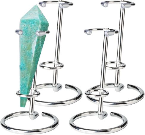 4 Pcs Crystal Wand Stand, 2.36" L X 2.36" W X 2.6" H In Mineral Display Stand, Small Iron Crystal Stands for Display (Silver, small) in Saudi Arabia