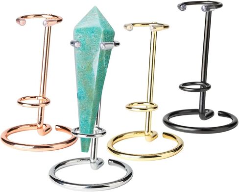 4 Pcs Crystal Wand Stand, 2.36" L X 2.36" W X 2.6" H In Mineral Display Stand, Small Iron Crystal Stands for Display (Silver, small) in Saudi Arabia