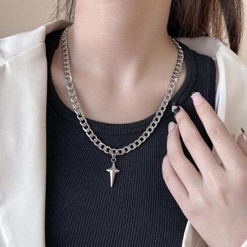 Buyongwant Two Piece Irregular Starlight Necklace Snake Bone Chain Pendant Jewelry Collar Chain Women's Girl Blue in Kuwait
