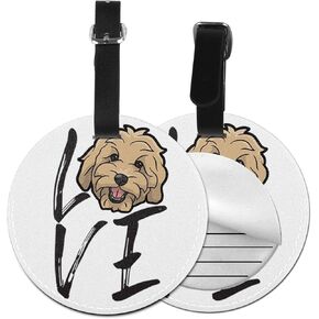 Luggage Tag Goldendoodle Love Doodle Dog, Pu Leather Bag Travel Suitcases Id Identifier Baggage Label for Women Men Boys Girls