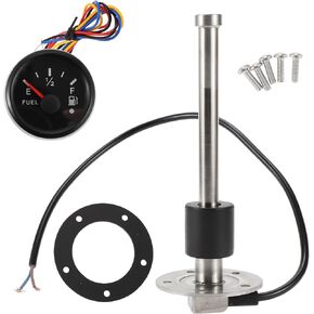 1set Fuel Sending Unit and Gauge Kit 6.89" Length Boat Fuel Sending Unit Marine Fuel Sender Unit Black Silver Tone Metal 0-190 Ohm