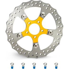 MoKitDora 11.8" Front Brake Disc Rotors for Harley 2006-2017 Dyna 2015–up Softail 2014-up Sportster Anodized Natural Finish, Blue