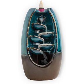 Karma Flow Ceramic Waterfall Incense Burner Set with Aromatherapy Cones and Accessories