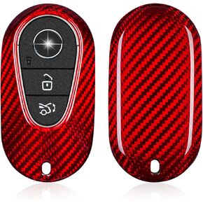 Key Fob Cover Compatible with Mercedes Benz,Real Glass Fiber Key Case Key Shell Protector fits for Benz EQE350 S580 C300 C Class S Class G Class E Class Key Fob Cover,Silver Black