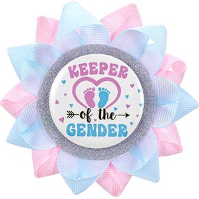Keeper of The Gender Pin, Gender Reveal Button Pins Boy or Girl, Baby Genders Reveal Decorations, Team Boy Girl Button Pins for Baby Shower Party Favors and Gifts Decoration