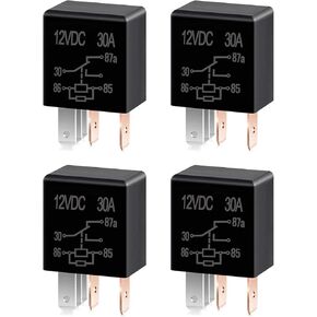 4 PCS Car 5 Switch Relay Sway ، تتابع متعدد الأغراض مع 12 فولت 30A ، ترحيل نايلون شل شل أو تشغيل محرك التشغيل دون مسند الظهر ، وملحقات استبدال محرك المكونات لمعظم السيارات (أسود)