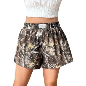 SOLY HUX Women's Plus Size Camo Print Shorts Elastic High Waist Wide Leg Shorts Beach Vacation Clothes