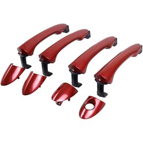 Red 1 Lot 4 Doors Exterior Handle Outer Door Handle Compatible with Hyundai Sonata 2011 2012 2013 2014