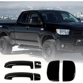 Set of 4 Gloosy Black Door Handle Covers Compatible with 2007-2019 2020 2021 Toyota Tundra 4Dr Extended Cab