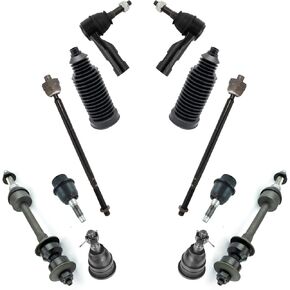 TRQ Front Steering & Suspension Kit Ball Joint Steering Rack & Pinion Bellow Sway Bar Stabilizer Link Tie Rod Compatible with 2013 Ram 1500