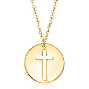 Ross-Simons الإيطالية 14kt قلادة قرص قطع الذهب الصفراء الصفراء