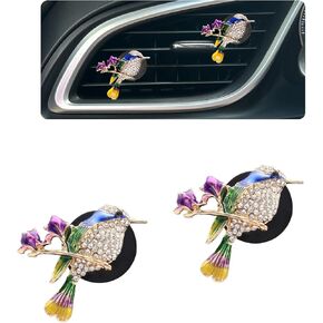 الطائر الطنان هواء التهوية Clips Car Care ، 2pcs bling pling cute bird dusfuser لديكور السيارات ، والملحقات الزرقاء للنساء
