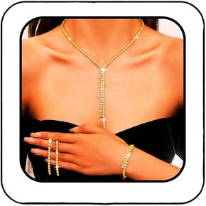 GORAIS Prom Wedding Jewelry Set Rhinestone Necklace Formal Bridal Jewelry Sets for Women and Brides