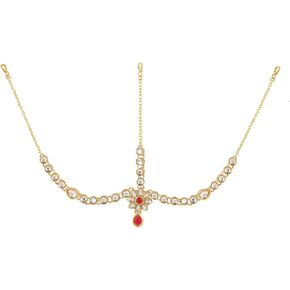 Efulgenz Indian Maang Tikka للنساء Kundan Maang Tikka مجموعات المجوهرات الهندية للنساء Kundan Tikka مجموعة بوليوود كوندان برأس السلسلة الزفاف الزفاف الزفاف