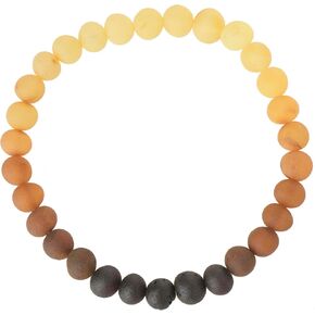 Raw Amber Bracelets for Adults made on Elastic Band - 7 inches Hand-Made from Unpolished/Certified Baltic Amber Beads