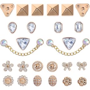 26 Pcs Bling Shoe Charms for Women, Sparkle Rhinestones Bling Chain Shoes Charms Accessories, Butterfly Flower Shoe Decoration for Clog Sandals, DIY Shoe Accessories for Party Favor