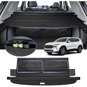 Extra Leather Pouch Cargo Cover for Hyundai Santa Fe 2019 2020 2021 2022 2023 Accessories,Trunk Cover for Santa Fe Retractable Security Shield Shade Cover Upgraded Version