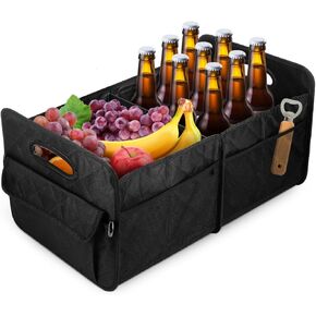 Collapsible Car Trunk Organizer - Multi-Compartment Storage Box for Suv Truck - Large Capacity Waterproof Oxford Fabric with Dividers Foldable Design 22.83 X 14.56 X 12.59 Inches Black
