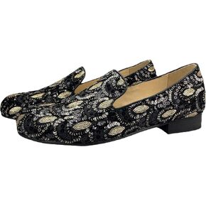 Justar Men's Vintage Sequin Loafers Slip-on Tuxedo Dress Shoes Glitter Smoking Slipper Casual Shoes for Men
