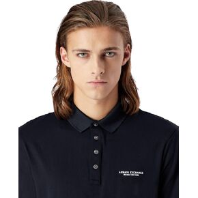 A|X Armani Exchange Men's Short Sleeve Contrast Logo Jersey Polo, Black, XXL in Saudi Arabia
