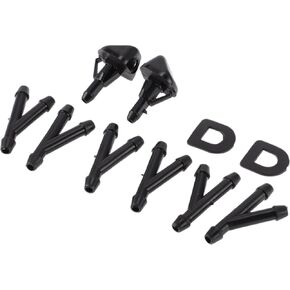 Windshield Washer Nozzle for Toyota 4Runner 1987-1995 Front W/ 6 Pcs Y Hose Connector Car 8538135040 Black Plastic 1 Set