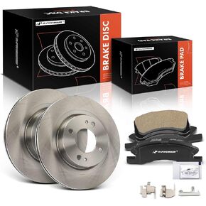 A-Premium 9.88 inch (251mm) Front Vented Disc Brake Rotors + Ceramic Pads Kit Compatible with Select Mitsubishi Models - Mirage 2017-2022, Mirage G4 2017-2022, 6-PC Set