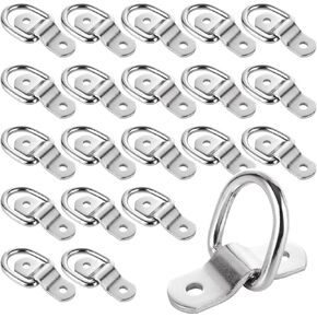 30 Pack D Ring Tie Downs Anchor 1/4" Heavy Duty Trailer Tie Down Hooks Stainless Steel Surface Floor Mount Hooks Lashing Rings 2400 lbs Cargo Load-Bearing Truck Bed Anchors Bracket