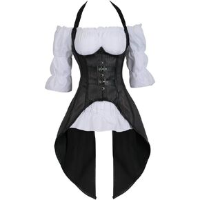 Grebrafan Steampunk Corsets Bustiers Skirt Blouse Set 2 piece Corset Outfits for Women