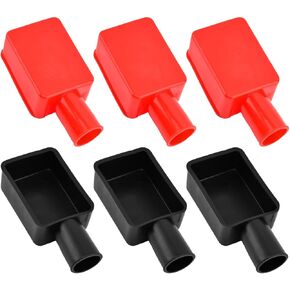 6pcs Battery Terminal Cover, Soft Rubber Car Insulating Battery Cover, Red and Black Positive and Negative Insulating Stud Covers Battery Post Cover for Car Motorcycle Truck Boat