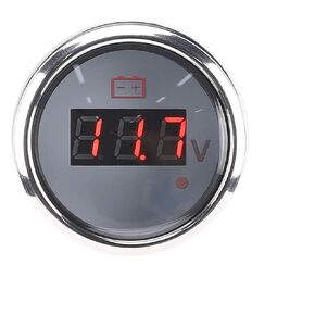 Marine Voltmeter, Waterproof Anti‑fog LED Digital Battery Voltage Gauge, 2in Universal Stainless Steel Volt Gauge with Smart Alarm for Car, Boat, Auto, Marine(White)