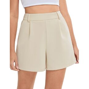 Belle Poque Womens Casual Elastic Waist Wide Leg Shorts High Waisted Summer Dressy Work Tailored Trouser Shorts with Pockets