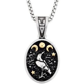 HAQUIL Raven Necklace, Wiccan Raven Triple Moon Goddess Charm Pendant, Raven Jewelry Gift for Men and Women