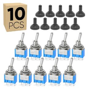 مفتاح تبديل مصغرة 10 عبوات مع غطاء مقاوم للماء MTS-101 ، على/إيقاف SPST 2PIN 6MM/0.23 "