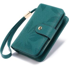 GAEKEAO Small Wallet for Women RFID Blocking Leather Wristlet Purse Bifold Ladies Wallet Credit Card Holder with ID Window