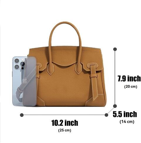 JIUFENG Women's Top Handle Satchel With Detachable Strap,Lychee Pattern Genuine Leather Fashion Crossbody Slingbag in Saudi Arabia