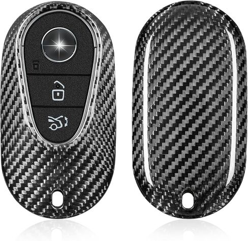 Key Fob Cover Compatible with Mercedes Benz,Real Glass Fiber Key Case Key Shell Protector fits for Benz EQE350 S580 C300 C Class S Class G Class E Class Key Fob Cover,Silver Black in Kuwait