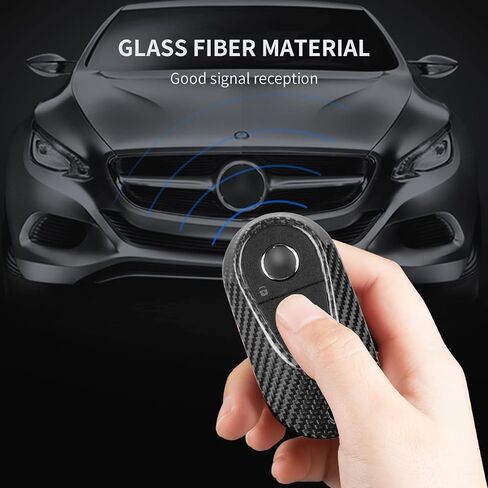 Key Fob Cover Compatible with Mercedes Benz,Real Glass Fiber Key Case Key Shell Protector fits for Benz EQE350 S580 C300 C Class S Class G Class E Class Key Fob Cover,Silver Black in Kuwait