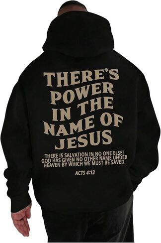COZYEASE Men's Letter Graphic Pullover Hoodie Long Sleeve Drawstring Hooded Sweatshirts Streetwear with Pocket in Saudi Arabia