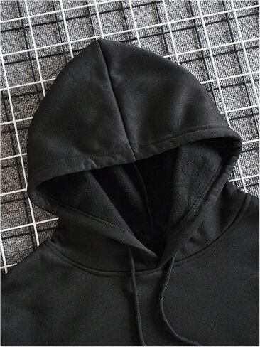 COZYEASE Men's Letter Graphic Pullover Hoodie Long Sleeve Drawstring Hooded Sweatshirts Streetwear with Pocket in Saudi Arabia