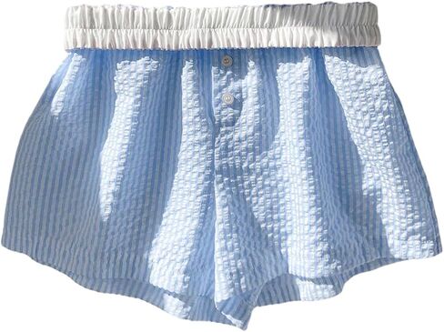 MakeMeChic Women's Striped Elastic Waist Shorts Button Front Summer Shorts in Kuwait