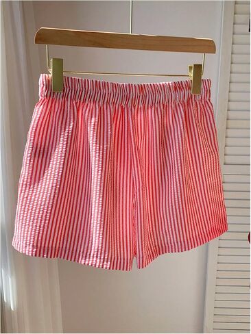 MakeMeChic Women's Striped Elastic Waist Shorts Button Front Summer Shorts in Kuwait