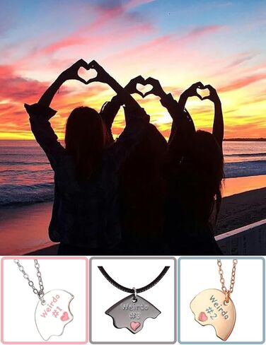 LIU JUN Bff Necklace For 3, Weirdo 1 Weirdo 2 Weirdo 3 Necklace Heart Bff Matching Necklace For 3 Best Friend Necklaces Sister Friendship Forever Jewelry Gifts in Kuwait