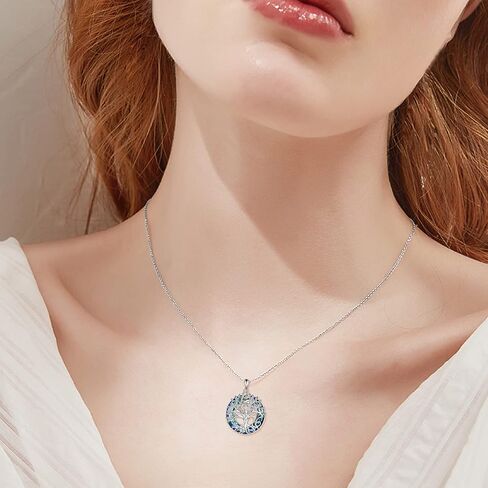 16th 18th 30th 40th 50th 60th 70th 80th 90th 100th Birthday Gifts Necklace for Women Sterling Silver Tree of Life Necklace with Blue Crystal Mothers Day Christmas Jewelry Gifts for Mother Women Wife in Saudi Arabia