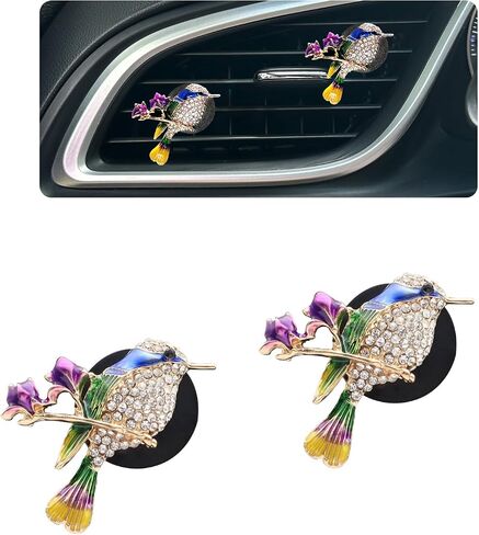 الطائر الطنان هواء التهوية Clips Car Care ، 2pcs bling pling cute bird dusfuser لديكور السيارات ، والملحقات الزرقاء للنساء in Saudi Arabia
