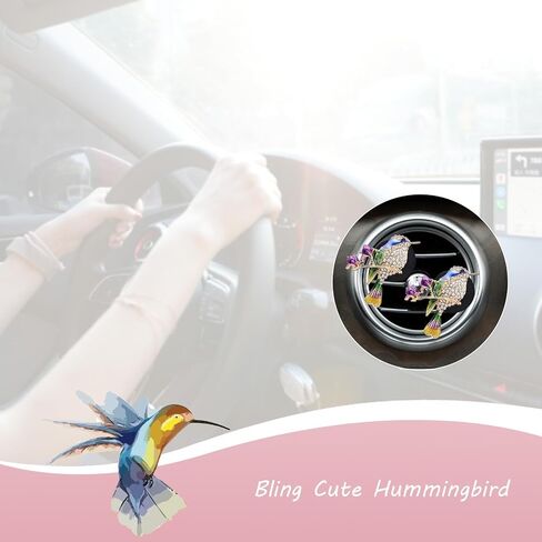 الطائر الطنان هواء التهوية Clips Car Care ، 2pcs bling pling cute bird dusfuser لديكور السيارات ، والملحقات الزرقاء للنساء in Saudi Arabia
