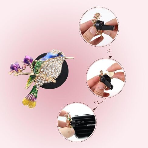 الطائر الطنان هواء التهوية Clips Car Care ، 2pcs bling pling cute bird dusfuser لديكور السيارات ، والملحقات الزرقاء للنساء in Saudi Arabia