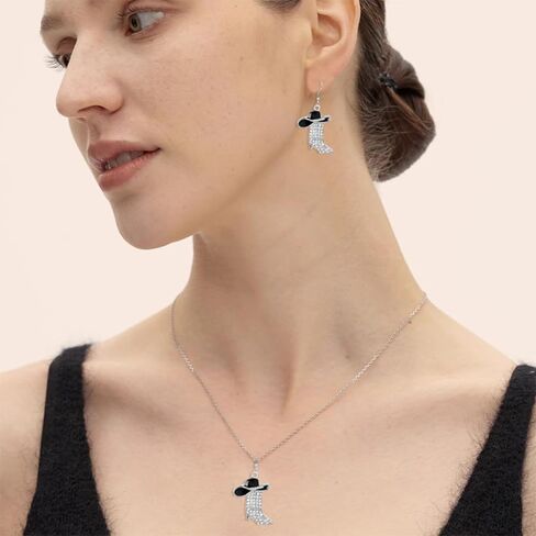WCRAZYE 3PCS Western Boots Earrings Necklace Sets for Women Bohemian Cowgirl Cowboy Rodeo Hat Earrings Rhinestone Western Boots Necklace in Saudi Arabia