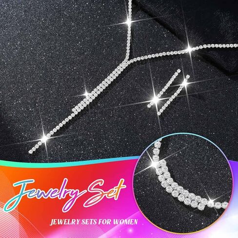 GORAIS Prom Wedding Jewelry Set Rhinestone Necklace Formal Bridal Jewelry Sets for Women and Brides in Saudi Arabia
